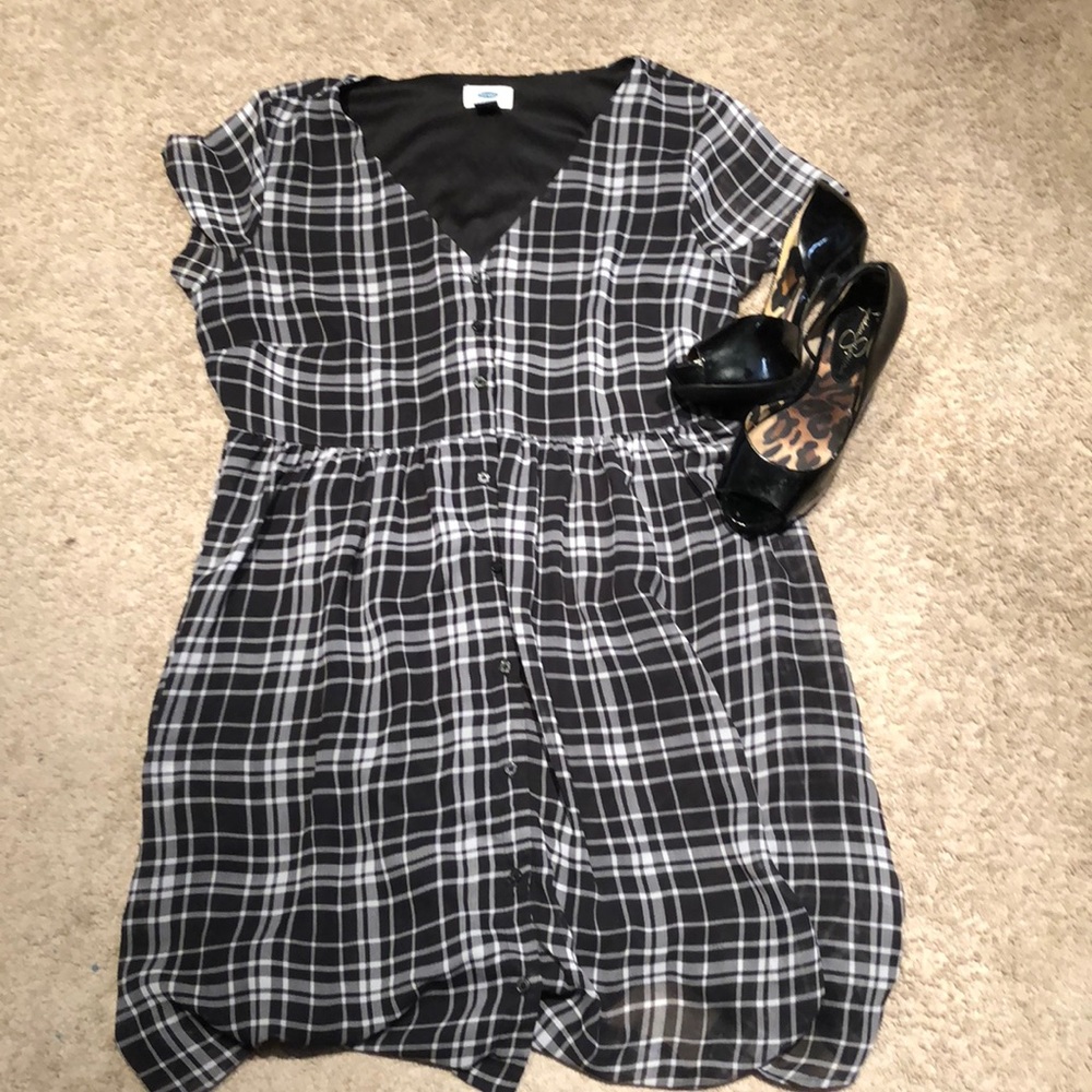 Plaid button down dress NWOT
